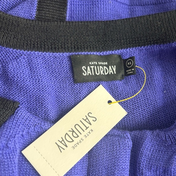KATE SPADE SATURDAY Women’s Blue and Black Knit Wool Sweater - Picture 7 of 11